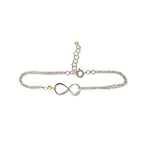 Rebecca Anne Handmade Rose Gold Birthstone Infinity Charm Bracelet - Citrine, Rose Gold Fill, Vermeil - Handmade November Birthday Gift for Her