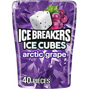 ICE BREAKERS Ice Cubes Arctic Grape Sugar Free Chewing Gum Bottle, 3.24 oz (40 Pieces)画像