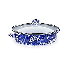 Golden Rabbit Enamelware - 5クォート Saute Pan (Cobalt Swirl)