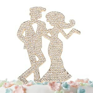 Hatcher lee Couple Mr and Mrs Cake Topper Rhinestone Crystal Metal Love Wedding Cake Topper Funny Bride and Groom Cake Topper Gold画像