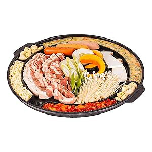 COOKKING - Master Grill Pan, Korean Traditional BBQ Grill Pan - Stovetop Nonstick Indoor/Outdoor Smokeless BBQ Cast Aluminum Grill Pan