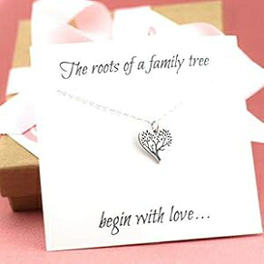 Family Tree Love ネックレス - スターリングシルバー - シンプルなジュエリー - 彼女へのギフト CY Design Studio Family Tree Love Necklace - Sterling Silver - Simple Jewelry - Gift For Her