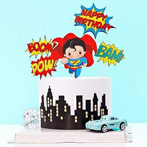 NN-BH ハッピーバースデーケーキトッパー 誕生日パーティーケーキデコレーション 漫画 リトルスーパーマン 子供の誕生日ケーキトッパー NN-BH Happy Birthday Cake Topper Birthday Party Cake Decoration Cartoon Little Superman Child Birthday Cake画像