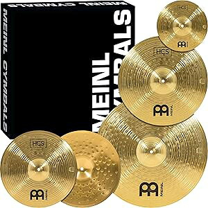 Meinl シンバル セット ボックス パック、14 インチ ハイハット、20 インチ ライド、16 インチ クラッシュ、さらに無料の 10 インチ スプラッシュ ? HCS トラディショナル フィニッシュ ブラス ? ドイツ製、2 年保証 (HCS141620+10) Meinl Cymba