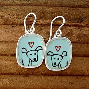 Happy Dog ギフト イヤリング エナメルと 925 スターリングシルバー 女性用 Mark Poulin Workshop Happy Dog Gift Earrings Enamel and 925 Sterling Silver for Women