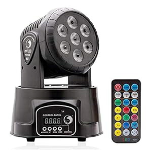 U`King ムービングヘッドライト 7x10W LED RGBW (4 in 1) カラー照明効果 9/14 CH DMX コントロールと IR リモコンによる DJ ショーバーパーティーウェディングディスコ KTV U`King Moving Head Light 7x10W LED RGBW (4 in 1) Color Lig