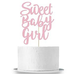 Letromp Sweet Baby Girl Cake Topper Rose Gold Glitter Girl Newborn Gender Reveal Cake Decor Cheers to Baby Show/Baby One Month/Hundred Days/Girl 1st Birthday Party Cake Supplies Decorations画像