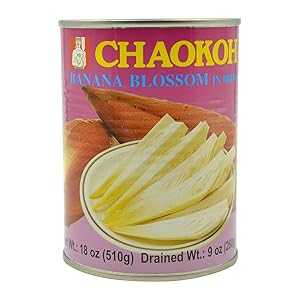 Chaokoh バナナ ブライン ブライン 4 個パック 1 缶あたり 260g (水切り重量) Chaokoh Banana Blossom in Brine Pack of Four 260g Per Can (Drained Wt.)