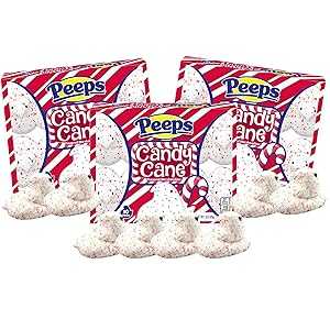 Peeps Candy Cane Flavored Marshmallow Christmas Candy Chicks, 10 Count, Pack of 3画像