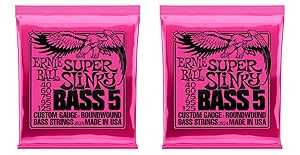 Ernie Ball P02824 ^2 Super Slinky 5 Bass Strings, 2 Pack|Glomarket