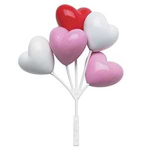 バルーン クラスター ハート型 レッド ピンク ホワイト ケーキ/カップケーキ トッパー - 3 個 DecoPac Balloon Clusters Heart Shaped Red Pink White Cake / Cupcake Toppers - 3 Count画像