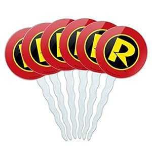 グラフィックなど バットマン ロビン ロゴ カップケーキ ピック トッパー デコレーション 6 個セット GRAPHICS & MORE Batman Robin Logo Cupcake Picks Toppers Decoration Set of 6画像