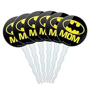 グラフィックなど バットマン バット ママ シールド ロゴ カップケーキ ピック トッパー デコレーション 6 個セット GRAPHICS & MORE Batman Bat Mom Shield Logo Cupcake Picks Toppers Decoration Set of 6画像
