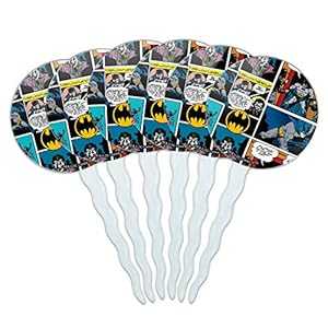 グラフィックなど バットマン コミックパターン カップケーキピック トッパー デコレーション 6個セット GRAPHICS & MORE Batman Comic Pattern Cupcake Picks Toppers Decoration Set of 6画像