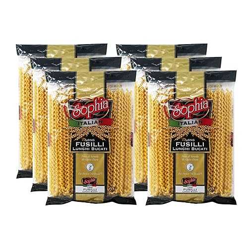 Sophia Long Fusilli Pasta Authentic Italian Fusilli Lunghi, 6-Pack / 12-Inch Giant Spiral Pasta Noodles / Long Fusilli Col Buco Imported from Italy / Gourmet Pasta for Sauces \u0026 Italian Recipes