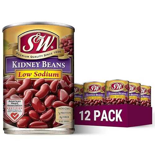 S\u0026W Low Sodium Canned Kidney Beans, Plant Protein and Fiber, Gluten Free, Vegan, Fat Free, 12 Pack of 15.5 薬局衡オンス Cans