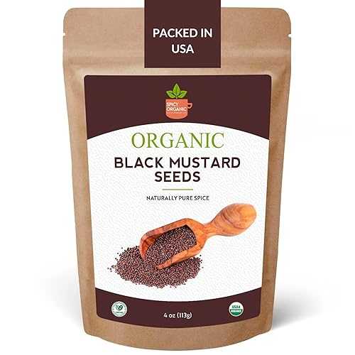 SPICY ORGANIC Black Mustard Seeds Whole by SpicyOrganic 4薬局衡オンス Rai Sarson, Organic Mustard Seeds Non-GMO, Gluten Free, Bold Flavor for Cooking, Pickling, BBQ Rubs \u0026 Ayurvedic Use