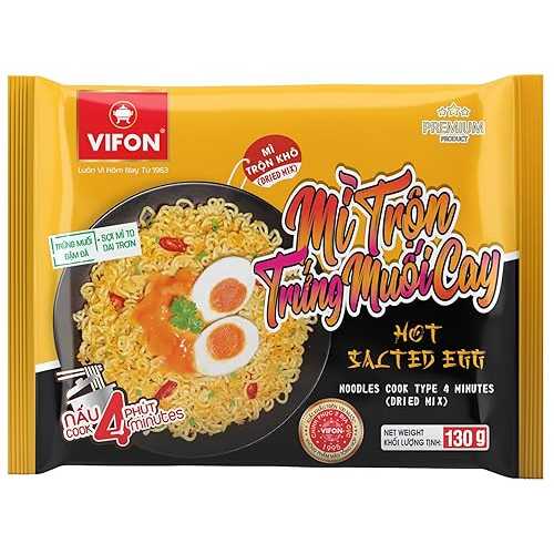 VIFON Mixed Salted Egg Instant Noodles, Hot Flavor (M・・ Tr?n Tr?ng Mu?i Cay), 24-Pack (4.6 薬局衡オンス / 105 g each) / Dried Mix / Vietnamese Premium Noodles / Ready インチ 4 Minutes VIFON Mixed Salted Egg Instant Noodles