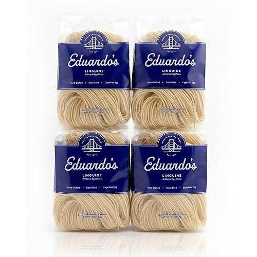 Eduardo\u0027s Pasta Co. Linguine Pasta, Hand-Laminated Egg Pasta, Ambient Temperature Slow Dried, Artisan San Francisco Pasta Since 1977, 12薬局衡オンス (4-Pack)
