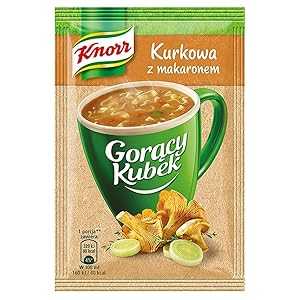 Knorr Goracy Kubek Kurkowa z Makaronem インスタント アンズタケ マッシュルーム スープ パスタ入り (5 パック) Knorr Goracy Kubek Kurkowa z Makaronem Instant Chanterelle Mushroom Soup with Pasta (5-Pack)画像