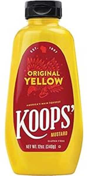 Koops' オリジナル イエロー マスタード、12 オンス ボトル、4本パック Koops' Original Yellow Mustard, 12 oz. Bottle, 4-Pack