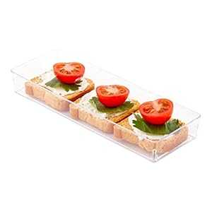 Restaurantware 5.2 x 1.8 Inch Mini Tasting Plates 100 Disposable Rectangle Plastic Plates - Durable Stylish Clear Plastic Hors D\u0027oeuvre Serving Plates For Desserts Or Appetizers At Parties