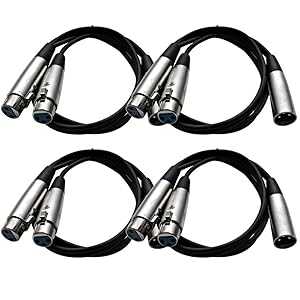SEISMIC AUDIO SA-Y4.3 4 パック 3 フィート スプリッター パッチ ケーブル 1 XLR オス - 2 XLR メス (SA-Y4.3-4) SEISMIC AUDIO SA-Y4.3 4 Pack 3-Feet Splitter Patch Cables 1 XLR Male to 2 XLR Female (SA-Y4.3-4)