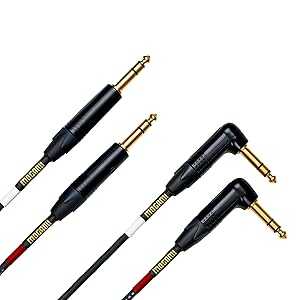 Mogami Gold Key SB-10R バランスステレオキーボード楽器ケーブル、1/4 インチ TRS オスプラグ、ゴールドコンタクト、デュアルライトアングル - デュアルストレートコネクタ、10 フィート Mogami Gold Key SB-10R Balanced Stereo Keyboard Instrument Ca