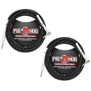 Pig HOG 18.6 フィート高性能計器ケーブル ブラック、ストレートアングル (2 パック) PigHog Pig HOG 18.6' Feet High Performance Instrument Cable Black, Straight-Angeled (2-Pack)｜Glomarket