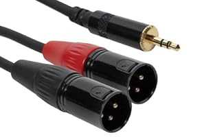 Elite Core SuperFlex ゴールド SFP-Y15XM3.5MM 2 XLR オス - 3.5mm ステレオ Y パッチ ケーブル、15 フィート Elite Core SuperFlex Gold SFP-Y15XM3.5MM Two XLR Male to 3.5mm Stereo Y Patch Cable, 15-Feet