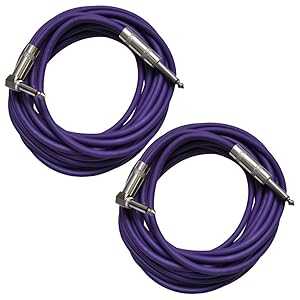 Seismic Audio SAGC20R-Purple-2Pack パープル 20 フィート 直角 - ストレート ギター ケーブル、ペア Seismic Audio SAGC20R-Purple-2Pack Purple 20-Feet Right Angle to Straight Guitar Cables, Pair