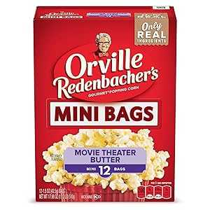 Orville Redenbacher's Orville Redenbacher’s Microwave Popcorn Mini Bags, Movie Theater Butter Flavor, 3g Fiber Per Serving, Movie Night Supplies, 1.5 oz., 12-Count (6 Boxes)