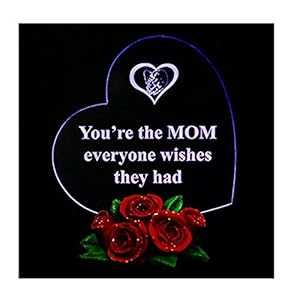 Giftgarden Sentimental Gift for Mom Mothers Day, Multi Color Changing LED Cake Topper Heart Shaped LED Stuff with Beautiful Red Roses Base, Sweet Present from Daughter Son Best Gifts for Moms Birthday画像