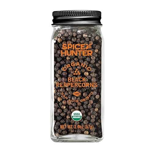 The Spice Hunter Peppercorns、ブラック、ホール、オーガニック、2オンス瓶 The Spice Hunter Peppercorns, Black, Whole, Organic, 2-Ounce Jar画像