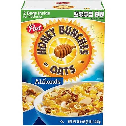 ポストハニーオーツ麦の房、アーモンド入り朝食用シリアル、4個 Post Honey Bunches of Oats With Almond Breakfast Cereal, 4 Count