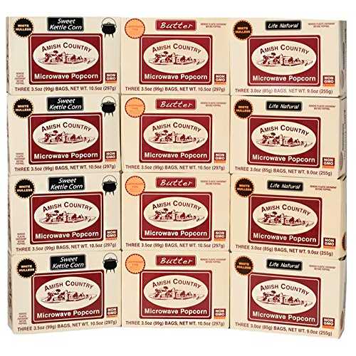 Amish Country Popcorn | Old Fashioned Microwave Popcorn | Non-GMO, Gluten Free, Microwaveable and Kosher (Microwave Popcorn Variety Pack, 36 Bags)