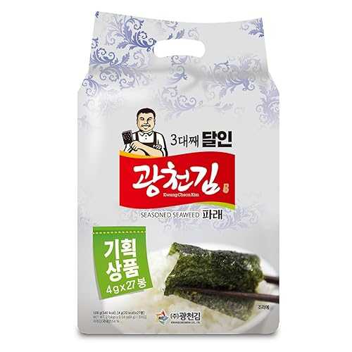Kwangcheonkim Seasoned Seaweed Snacks Sheets ? 27 Individual Packs Roasted Premium Natural Laver 4g x 27 Pack Net 108 Grams ? のり 海苔 紫菜