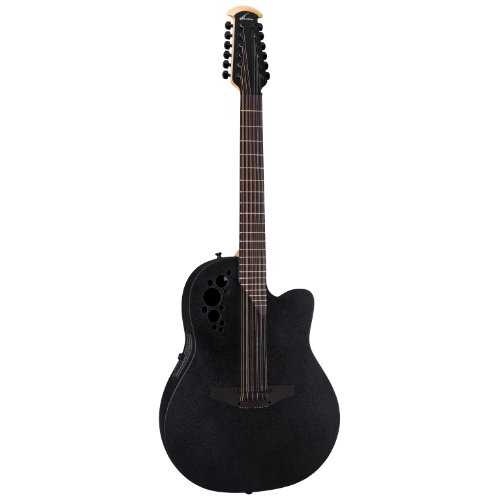 Ovation Mod TX Collection 12-String Acoustic-Electric Guitar, Textured Black, Deep Contour Body (2058TX-5)