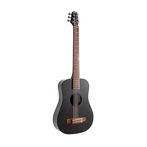 KLOS Travel Guitar, Durable Carbon Fiber Acoustic Electric Guitar - Black with Gig Bag, Capo and more