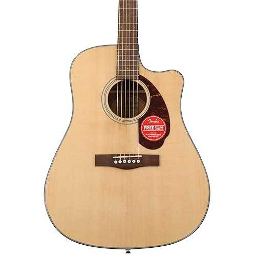 Fender CD-140SCE Dreadnought Cutaway Acoustic Electric Guitar, with 2-Year Warranty, Fishman Pickup and Preamp System, Natural, with Case