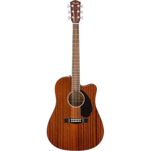 Fender CD-60SCE All-Mahogany Dreadnought Cutaway Acoustic Electric Guitar, with 2-Year Warranty, Fishman Pickup and Preamp System, Natural
