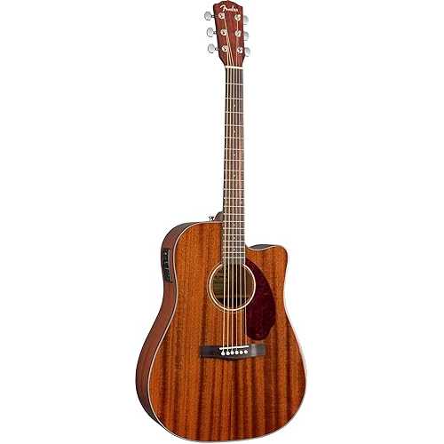Fender CD-140SCE All-Mahogany Dreadnought Cutaway Acoustic Electric Guitar, with 2-Year Warranty, Fishman Pickup and Preamp System, Natural, with Case