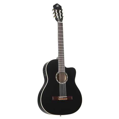 RCE125SN-SBK Family Series Thinline Acoustic Electric Nylon Classical 6-String Guitar w/Free Bag Ortega Guitars RCE125SN-SBK Family Series Thinline Acoustic Electric Nylon Classical 6-String Guitar w/Free Bag
