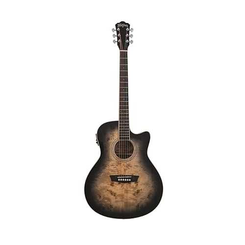 Washburn Deep Forest Burl ACE Acoustic Electric Guitar, Black Fade (DFBACEB)