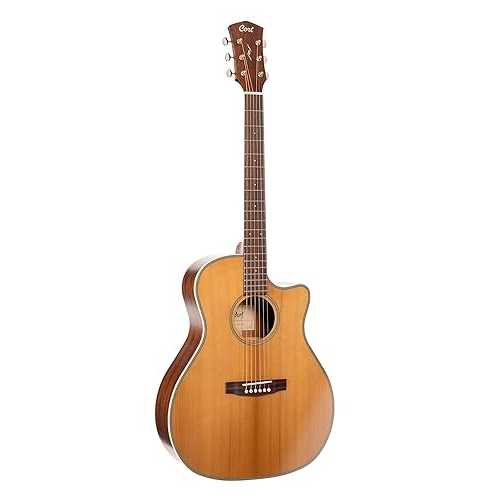 Cort Essence Series ES-GA4 Grand Auditorium Cutaway Acoustic Electric Guitar, Natural Semi Gloss (GA4NSG)