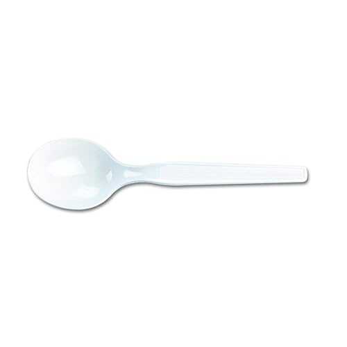 Georgia-Pacific Dixie 5.75" Medium-Weight Polystyrene Plastic Soup Spoon by GP PRO (Georgia-Pacific), White, SM207, 1,000 Count (100 Spoons Per Box, 10 Boxes Per Case)｜Glomarket