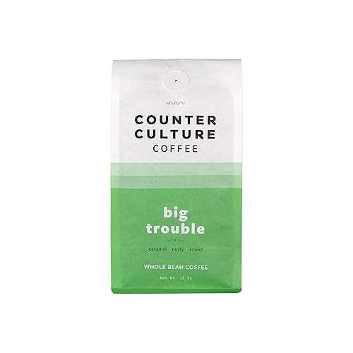 Counter Culture Coffee Big Trouble - Medium Roast, Sustainably Farmed, Kosher, Whole-Bean Coffee, 12oz (1 Bag)