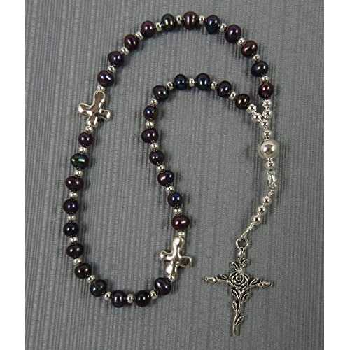 手作りの念珠真東東方正教会ギリシア Chotki パープル育てる真水真珠 DivinejewelsbyBarb Handmade Rosary Eastern Orthodox Greek Chotki Purple Cultured Freshwater Pearls