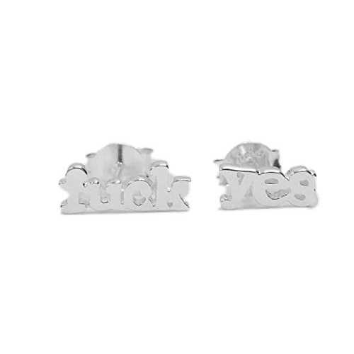 ファックイエススターリングシルバースタッドピアス Sophia Rose Jewellery Fuck Yes Sterling Silver Stud Earrings
