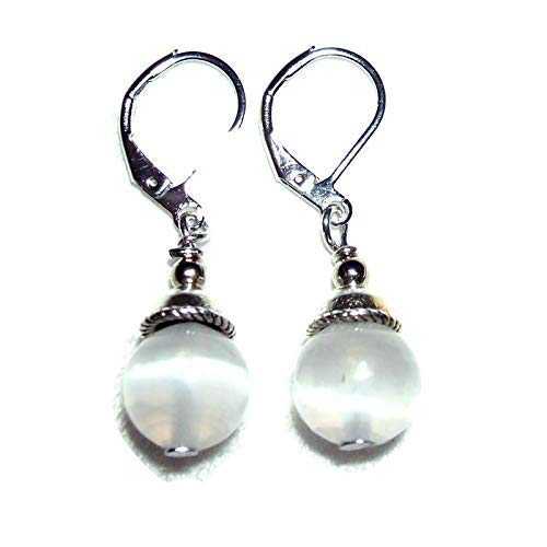 セレナイト イヤリング 透明度を強化 保護 チャクラ Metaphysical Stone Silver Pltd レバーバック Art Jewelry For You SELENITE EARRINGS STRENGTHEN CLARITY PROTECTION CHAKRAS Metaphysical Stone Silver Pltd Leverbacks
